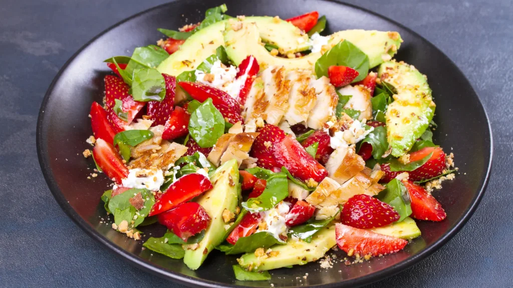 Fruit and Spinach Salad with Strawberry Vinaigrette 1 Fruit and Spinach Salad with Strawberry Vinaigrette