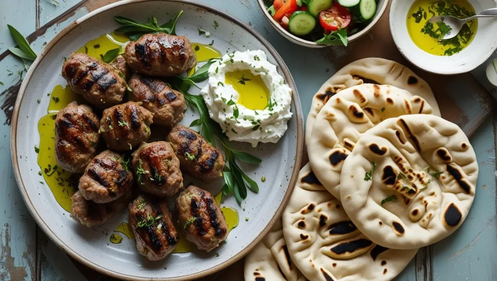 Lamb Koftas with Whipped Feta and Flatbreads 2 Lamb Koftas