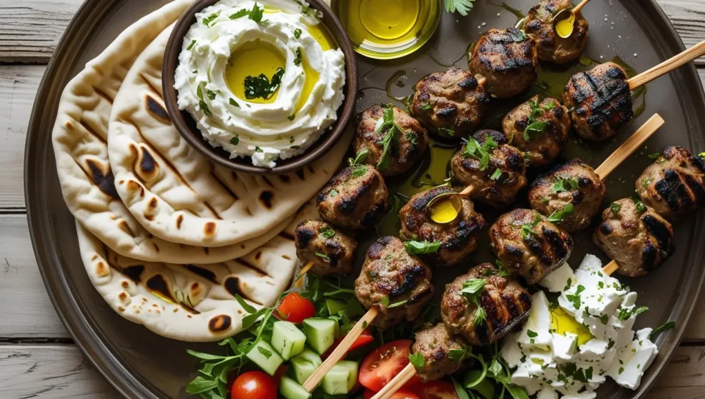 Lamb Koftas with Whipped Feta and Flatbreads 1 Lamb Koftas with Whipped Feta and Flatbreads