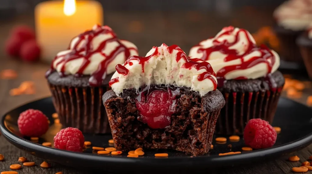 Vampire-Bite Chocolate Raspberry Cupcakes Recipe 1 Vampire-Bite Chocolate Raspberry Cupcakes