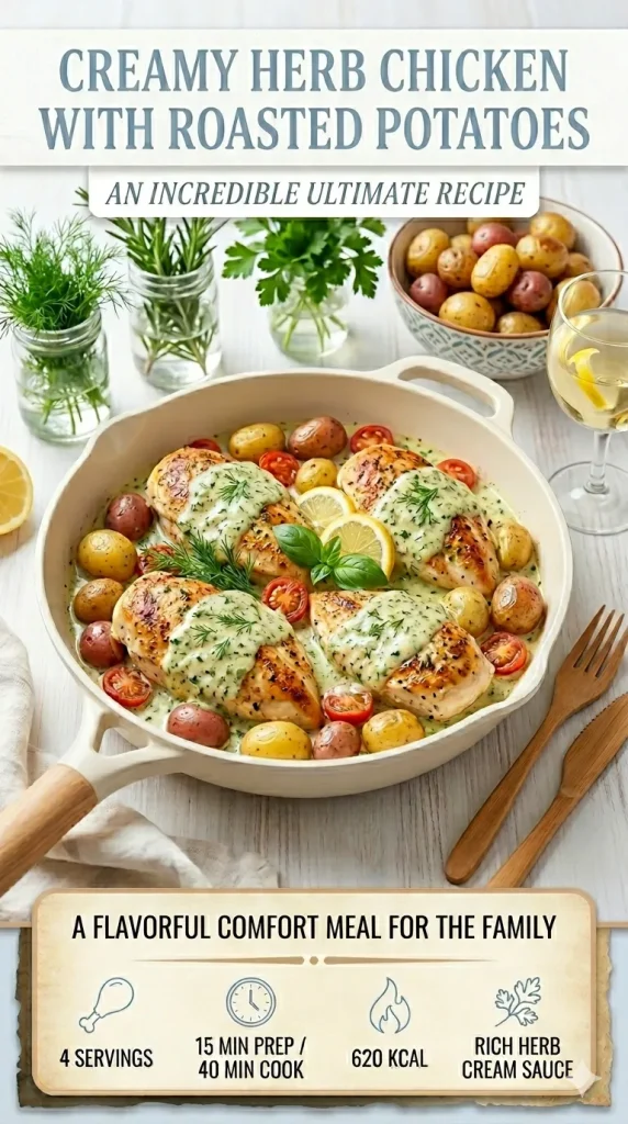 Creamy Herb Chicken with Roasted Potatoes: An Incredible Ultimate Recipe 1 Creamy Herb Chicken with Roasted Potatoes