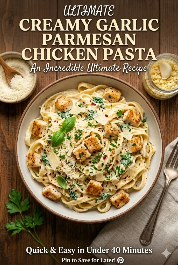 Creamy Garlic Parmesan Chicken Pasta: An Incredible Ultimate Recipe 1 Creamy Garlic Parmesan Chicken Pasta